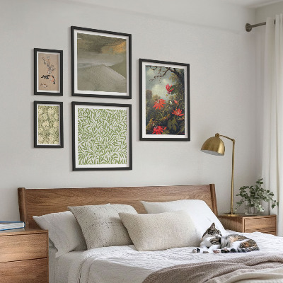Billedkomposition til væg Blomster fugle naturlige motiver