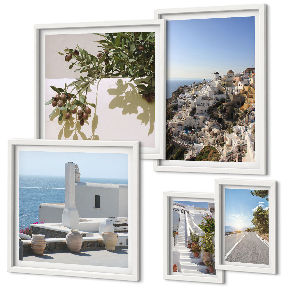 Billedsæt over sofa Santorini maleriske udsigter