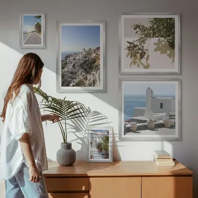 Santorini maleriske udsigter billedsæt til over sofa