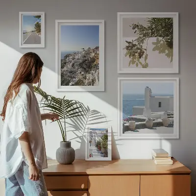 Santorini maleriske udsigter billedsæt til over sofa