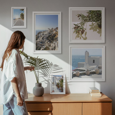 Billedsæt over sofa Santorini maleriske udsigter