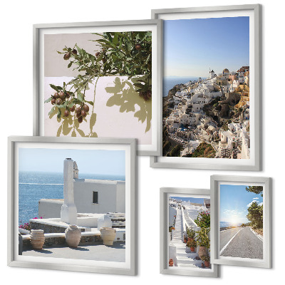 Billedsæt over sofa Santorini maleriske udsigter
