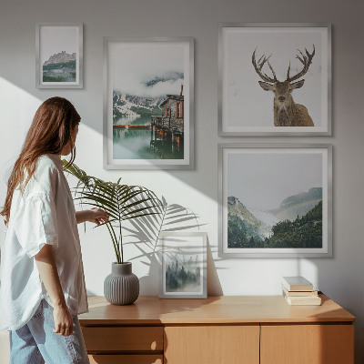 Billedsæt over sofa Bjerglandskaber i naturen