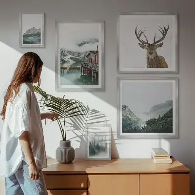 Billedsæt over sofa med bjerglandskaber i naturen