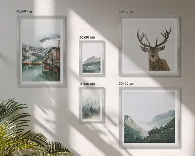Billedsæt over sofa med bjerglandskaber i naturen