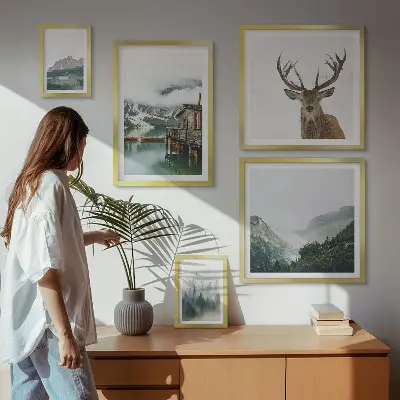 Billedsæt over sofa med bjerglandskaber i naturen