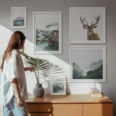 Billedsæt over sofa med bjerglandskaber i naturen