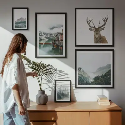 Billedsæt over sofa med bjerglandskaber i naturen