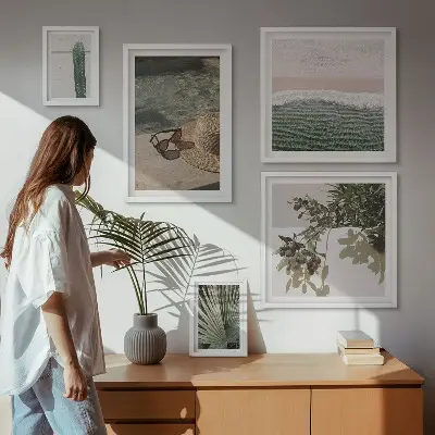 Billedkomposition til væg sommerplanter med vand for afslapning
