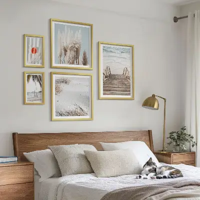 Billedkomposition til væg med motiv af strandudsigt og natur