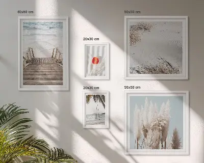 Billedkomposition til væg med motiv af strandudsigt og natur