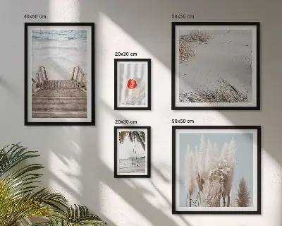 Billedkomposition til væg med motiv af strandudsigt og natur