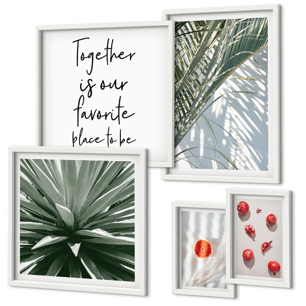 Billedkomposition til væg Boho-stil, planter, frugter, troper