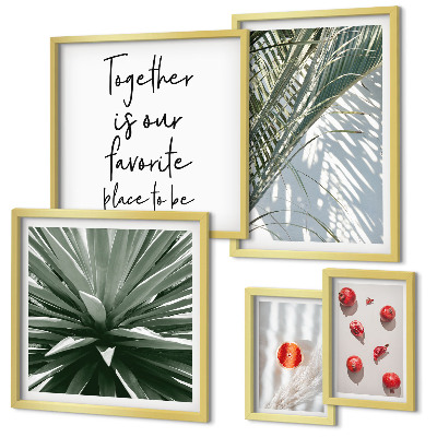 Billedkomposition til væg Boho-stil, planter, frugter, troper