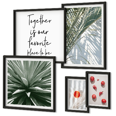 Billedkomposition til væg Boho-stil, planter, frugter, troper