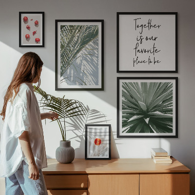 Billedkomposition til væg Boho-stil, planter, frugter, troper