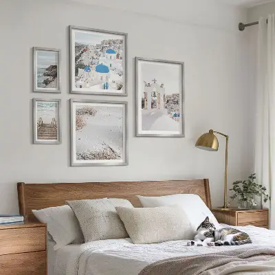 Billedsæt over sofa motiv af grækenlands hvide landskaber