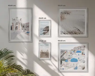 Billedsæt over sofa motiv af grækenlands hvide landskaber
