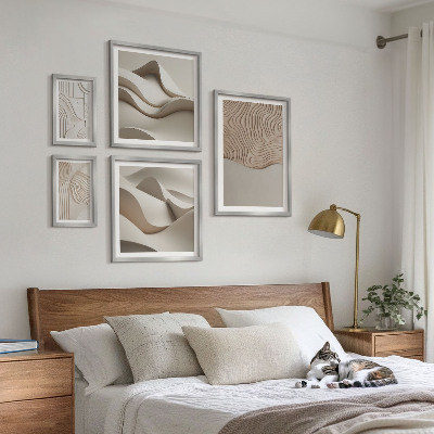 Billedsæt over sofa Abstrakte beige mønstre