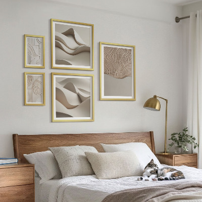 Billedsæt over sofa Abstrakte beige mønstre