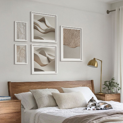 Billedsæt over sofa Abstrakte beige mønstre