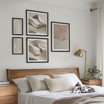 Billedsæt over sofa Abstrakte beige mønstre