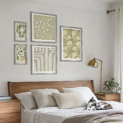 Plant boho med blomster billedkomposition til væg