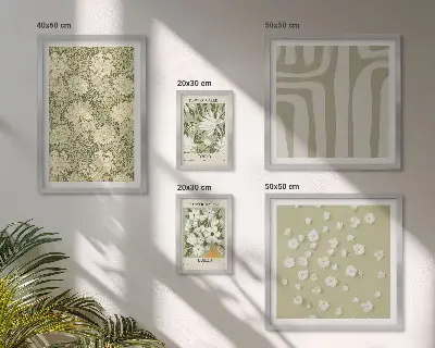 Plant boho med blomster billedkomposition til væg