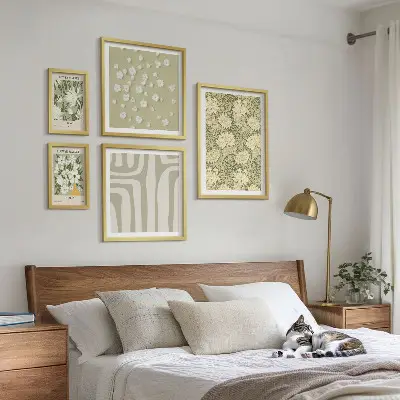 Plant boho med blomster billedkomposition til væg