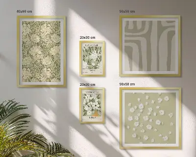 Plant boho med blomster billedkomposition til væg
