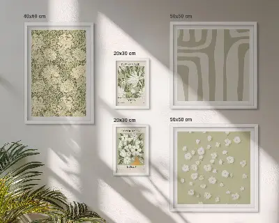 Plant boho med blomster billedkomposition til væg