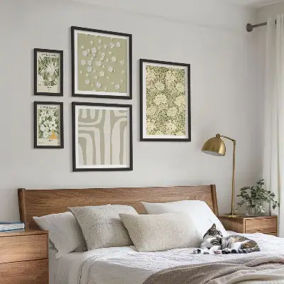 Plant boho med blomster billedkomposition til væg