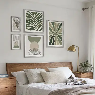 Billedsæt til sofa stilfuld grafik med grønne nuancer
