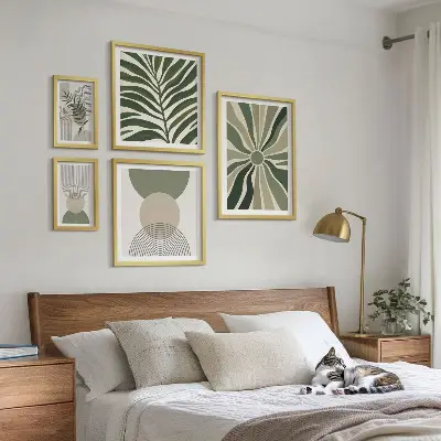 Billedsæt til sofa stilfuld grafik med grønne nuancer