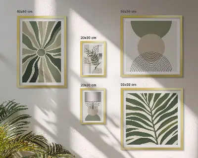 Billedsæt til sofa stilfuld grafik med grønne nuancer