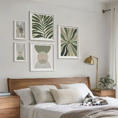 Billedsæt til sofa stilfuld grafik med grønne nuancer