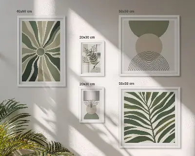 Billedsæt til sofa stilfuld grafik med grønne nuancer