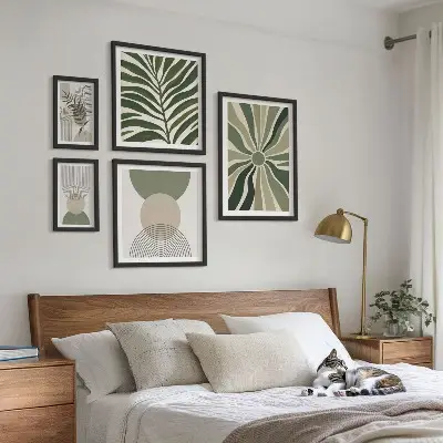 Billedsæt til sofa stilfuld grafik med grønne nuancer