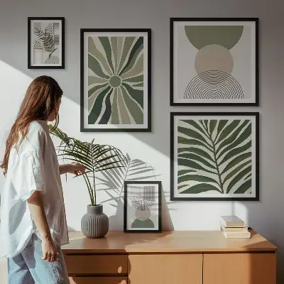Billedsæt til sofa stilfuld grafik med grønne nuancer
