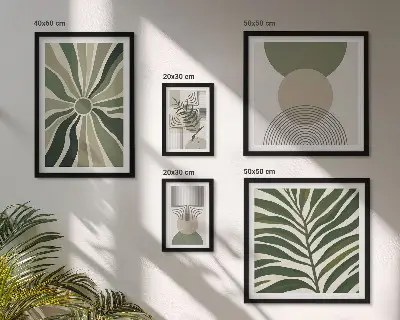 Billedsæt til sofa stilfuld grafik med grønne nuancer