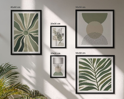 Billedsæt over sofa Stilfuld grafik med grønt