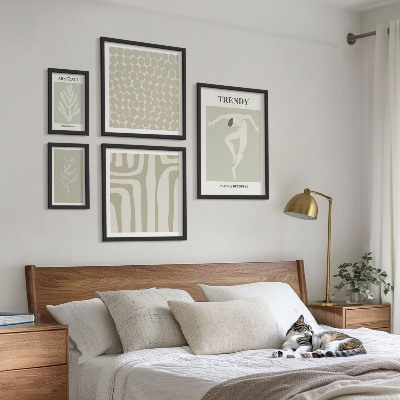 Billedsæt over sofa Stilfuld abstrakt grøn grafik