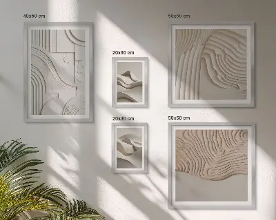 Billedkomposition til væg abstrakte beige og hvide strukturer