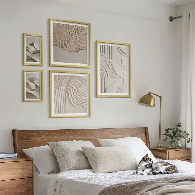 Billedkomposition til væg abstrakte beige og hvide strukturer