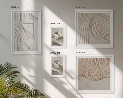 Billedkomposition til væg abstrakte beige og hvide strukturer