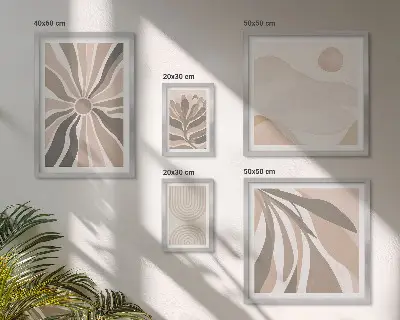 Billedsæt over sofa med stilfulde naturkompositioner