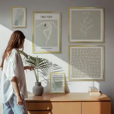 Billedkomposition til væg stilfuld grafik med grønt tema