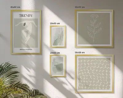 Billedkomposition til væg stilfuld grafik med grønt tema