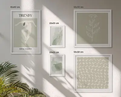 Billedkomposition til væg stilfuld grafik med grønt tema