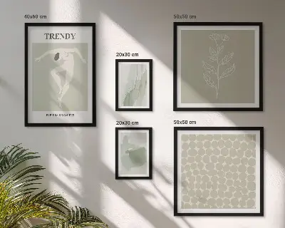 Billedkomposition til væg stilfuld grafik med grønt tema